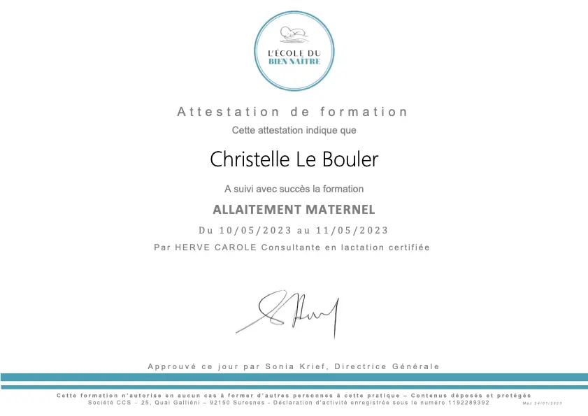 À propos Christelle le bouler thérapeute psychocorporelle certification allaitement maternel